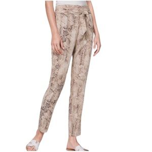 NWOT White House Black Market Snake Printed Paperbag-Waist Ankle Pant (E)